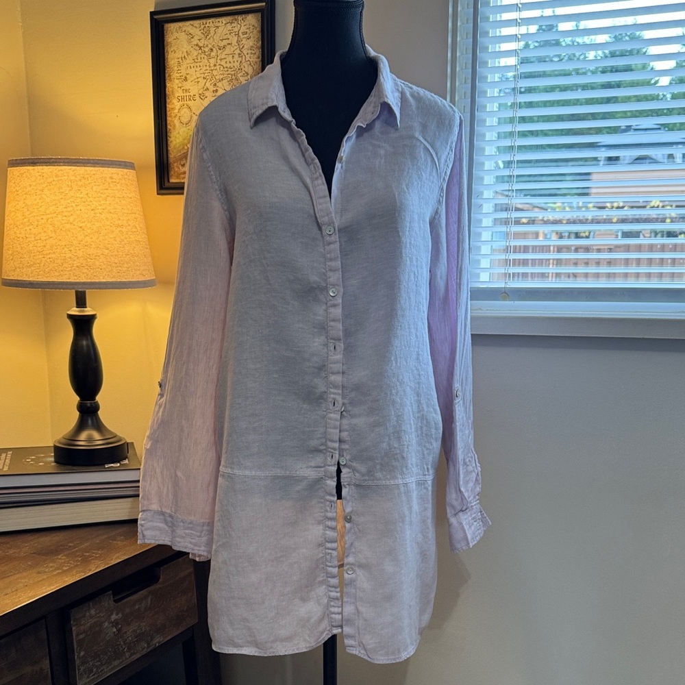 Tahari Lavender Linen Shirt